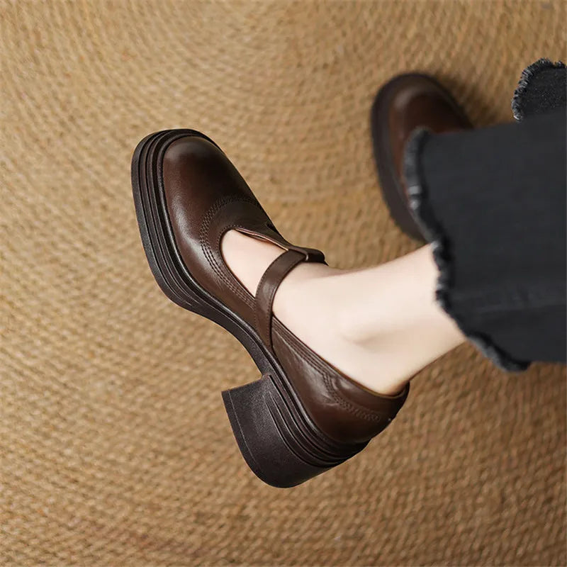 Brenda2™ | Women's Chunky Block Heel Mary Jane Pumps Round Toe Strap