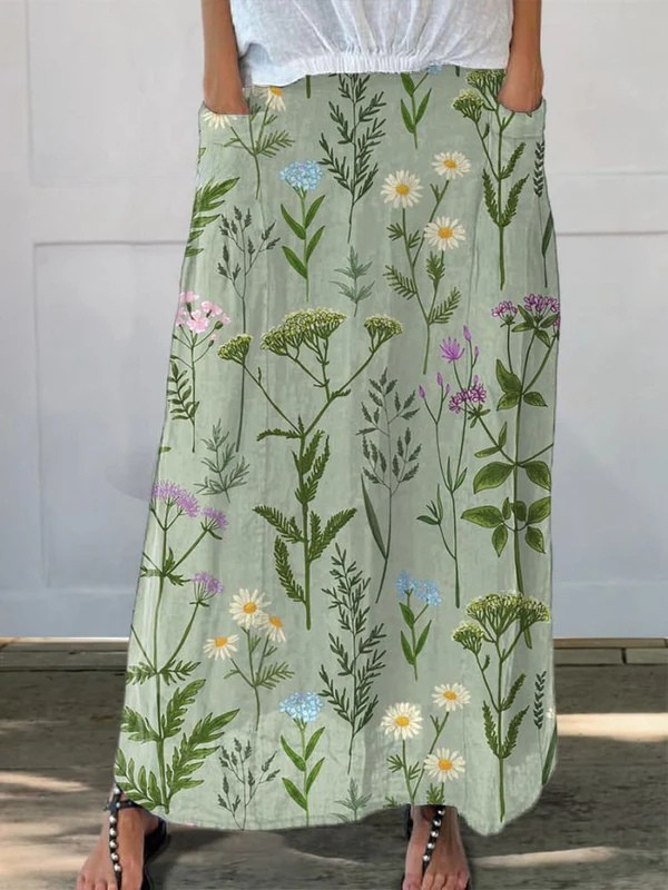 Darcy | Enriched Spring Field Repeat Pattern Printed Pocket Skirt