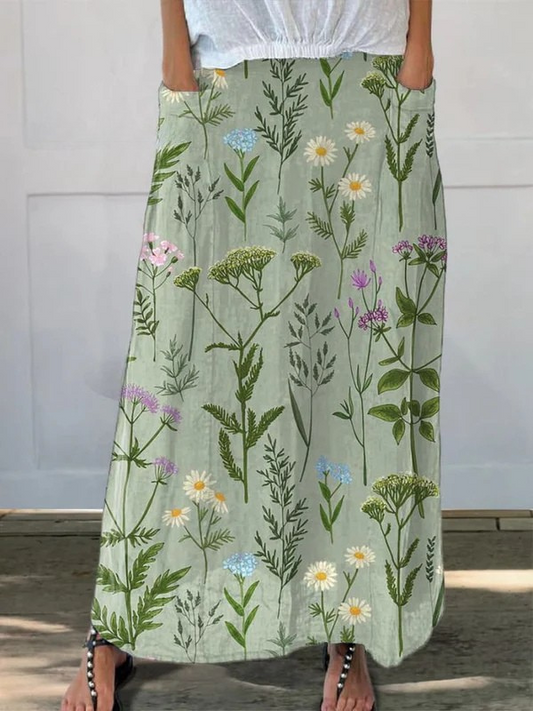 Darcy | Enriched Spring Field Repeat Pattern Printed Pocket Skirt