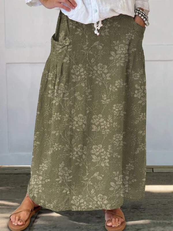 Danielle | Vintage Floral Elastic waistband Pocket Skirt
