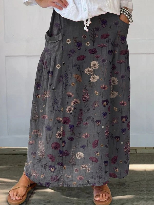 Lorraine™ | Flower Art  Print Pocket Skirt