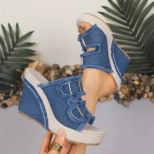 Nadine | Women's Adjustable Buckle Wedge Sandals