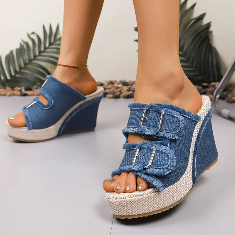 Nadine | Women's Adjustable Buckle Wedge Sandals