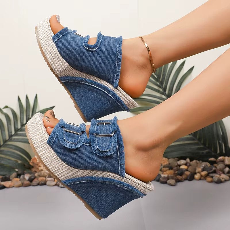 Nadine | Women's Adjustable Buckle Wedge Sandals