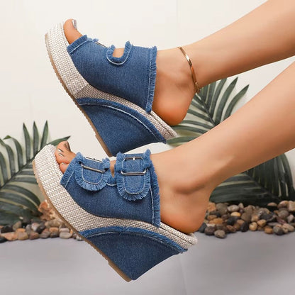 Nadine | Women's Adjustable Buckle Wedge Sandals