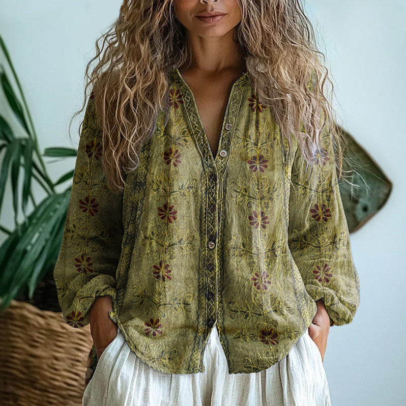 Heather | Relaxed Blouse with Nature Print