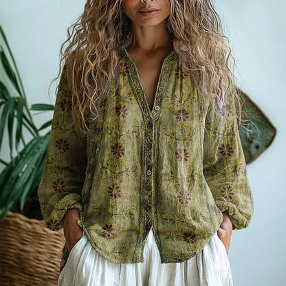 Heather | Relaxed Blouse with Nature Print