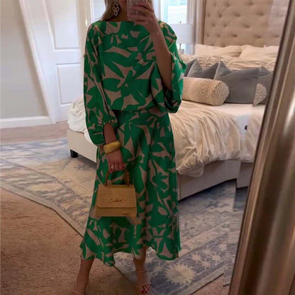 Ashley | Lantern Sleeve Printed Two-Piece Set