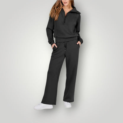Luna | Women's Wide Leg Lounge Set Half Zip Sweatshirt