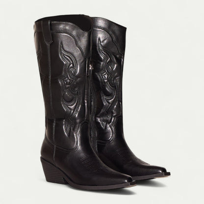 Brittany | Western Calf High Pointed Toe Boots for Women