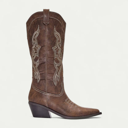 Brittany | Western Calf High Pointed Toe Boots for Women
