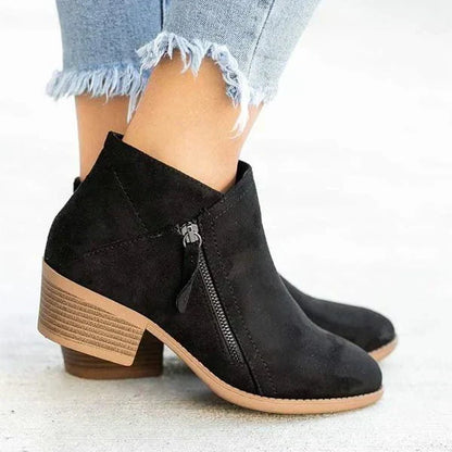 Tess | Women’s Ankle Boots – Side-Zip Design with Low Heel