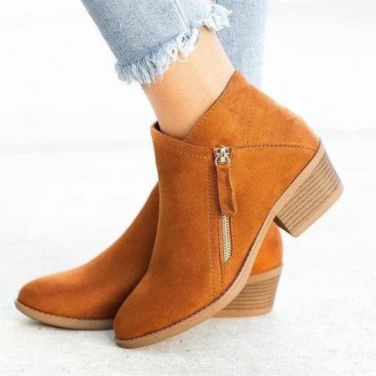 Tess2™ | Women’s Ankle Boots – Side-Zip Design with Low Heel