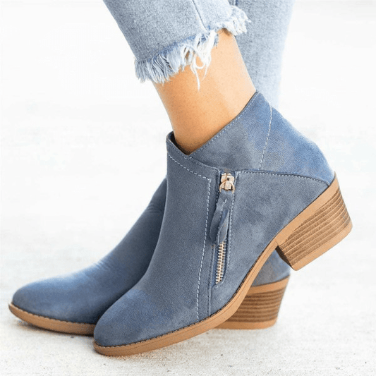 Tess2™ | Women’s Ankle Boots – Side-Zip Design with Low Heel
