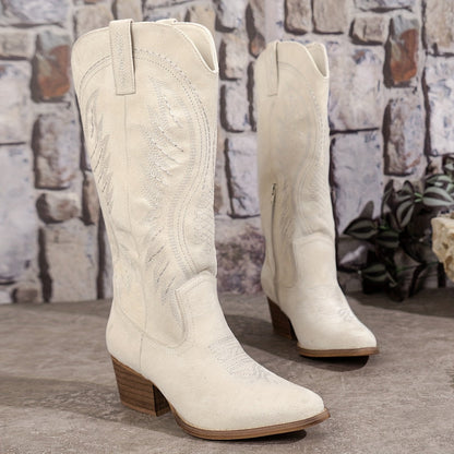 Luned | Women’s Suede Cowboy Boots with Block Heel