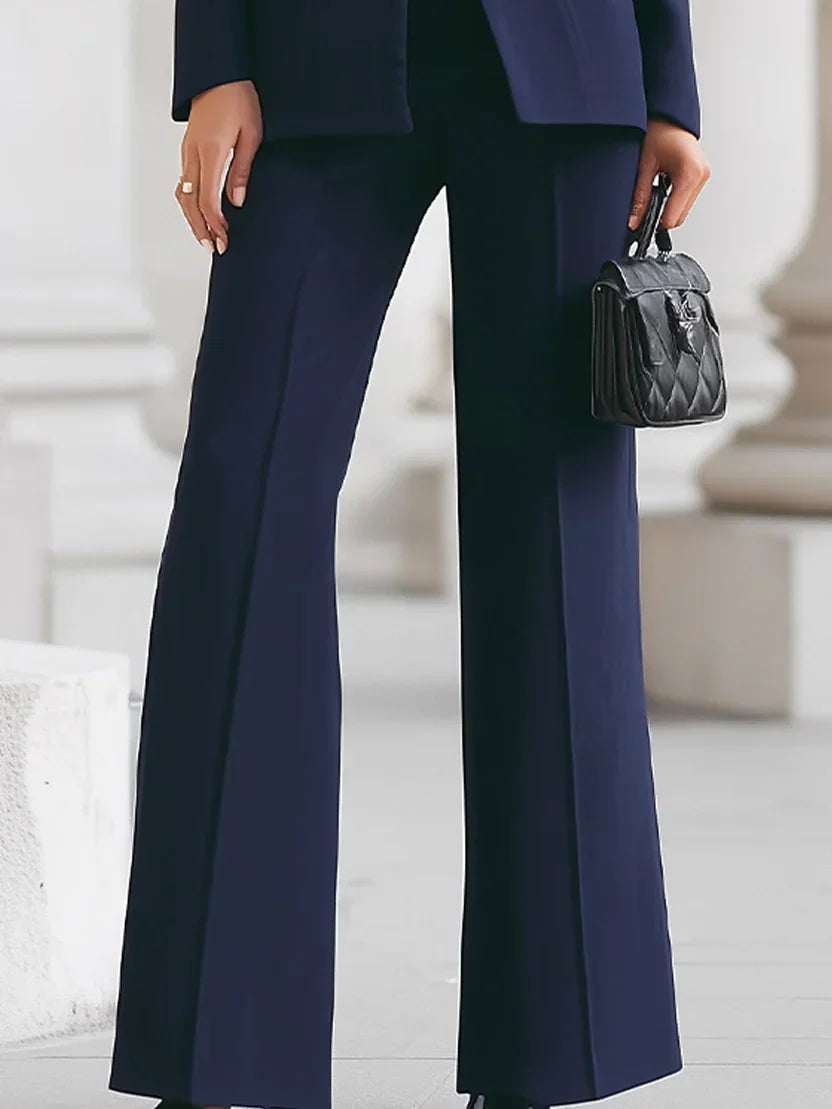Vina | Women's Longline Blazer & Flare Trousers Suit Set
