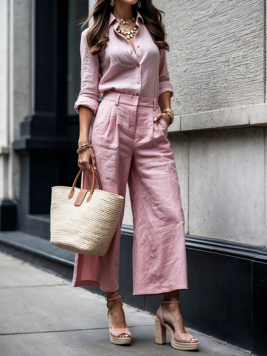 Kayla | Loose Shirt & Capri Pants Two-Piece Set