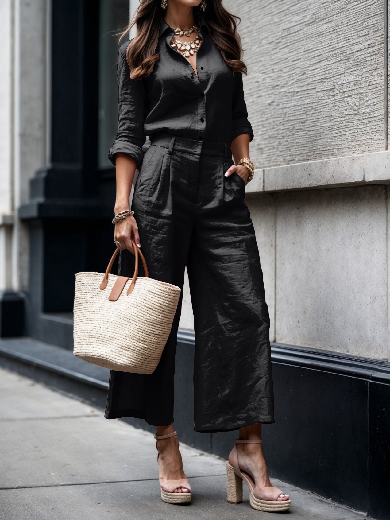 Kayla | Loose Shirt & Capri Pants Two-Piece Set