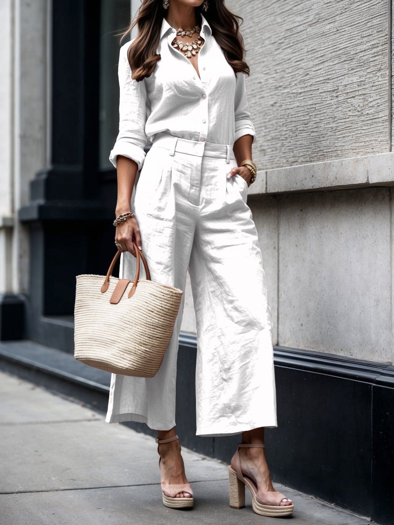 Kayla | Loose Shirt & Capri Pants Two-Piece Set