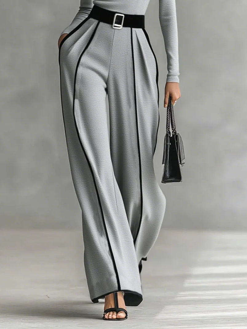 Linda | Wide-Leg Pants & High-Neck Belted Top Set