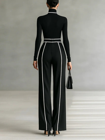 Linda | Wide-Leg Pants & High-Neck Belted Top Set