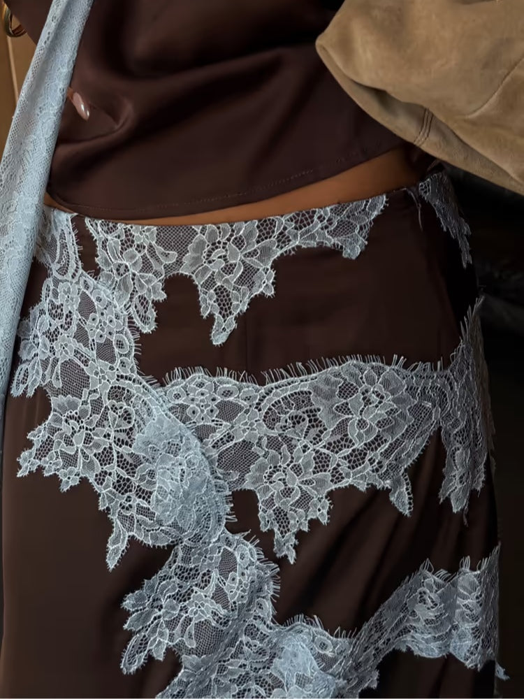Mabel | Lace Panel Top & Skirt Set
