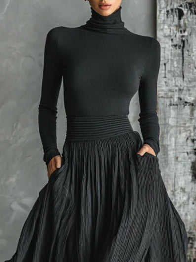 Lucy | Pleated Skirt & Turtleneck Two-Piece Set