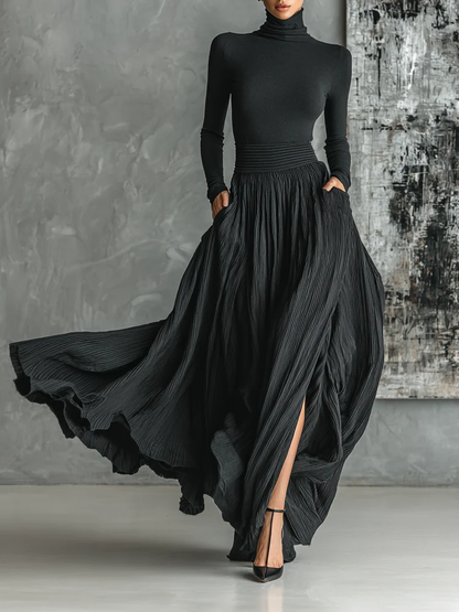 Lucy | Pleated Skirt & Turtleneck Two-Piece Set
