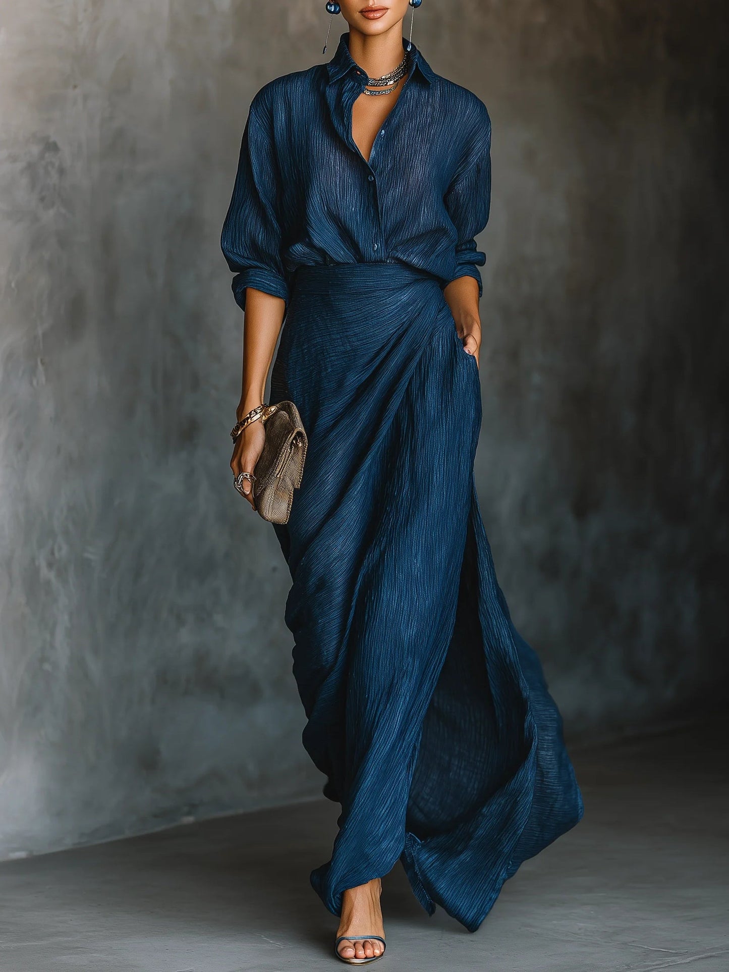 Lucille | Long Skirt & Shirt Two-Piece Set