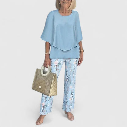 Fern | Women's Wide-Leg Pants & Casual Floral Top Set