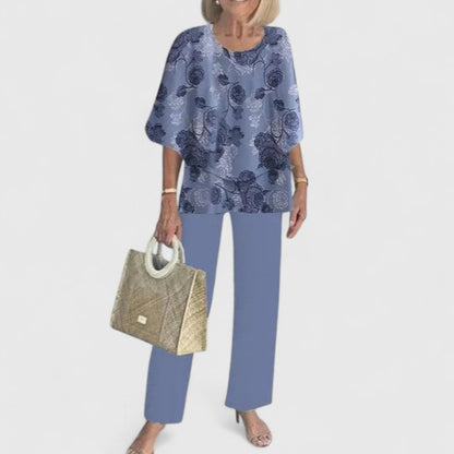 Fern | Women's Wide-Leg Pants & Casual Floral Top Set