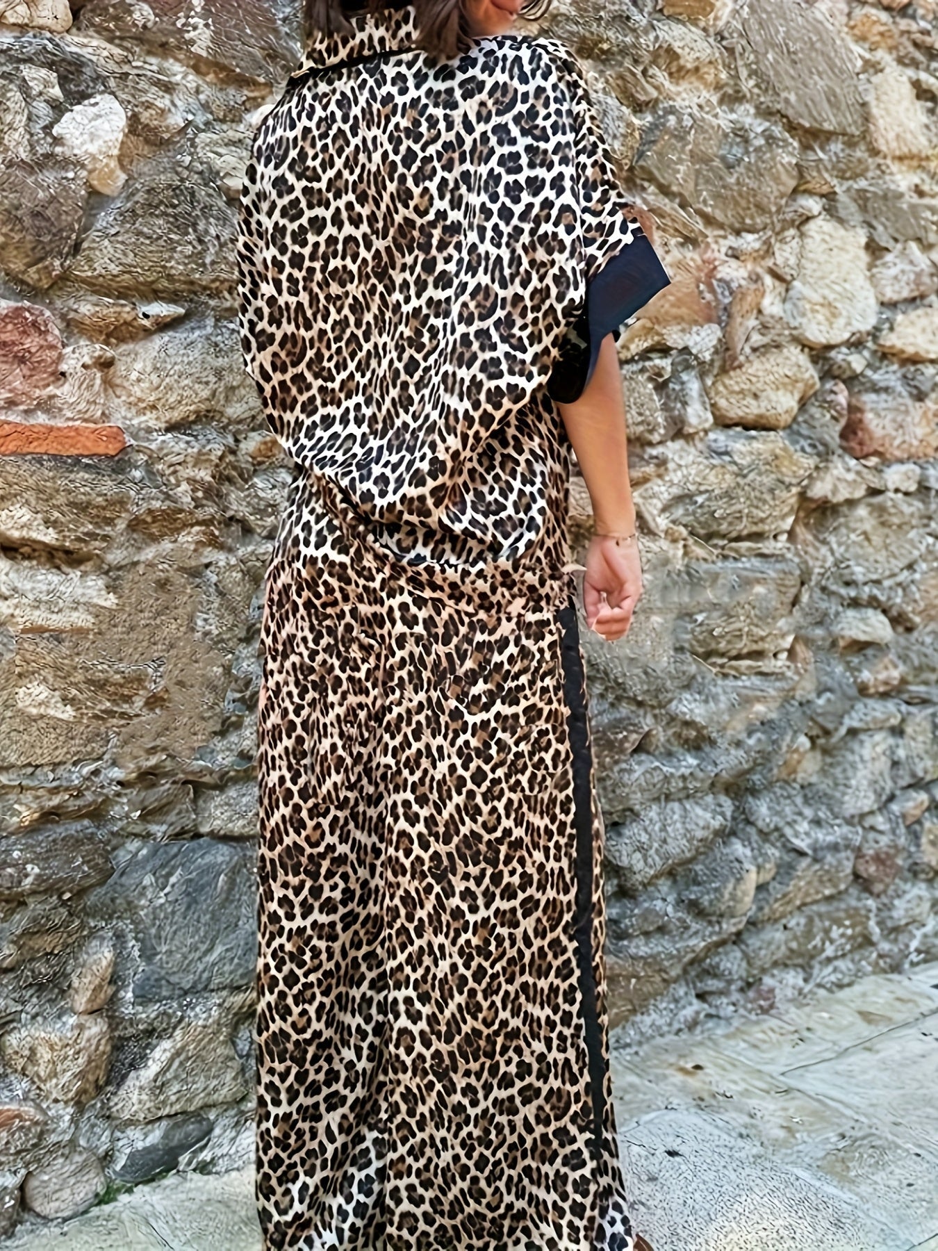 Caitlin | Fluid Leopard Print Wide Ensemble