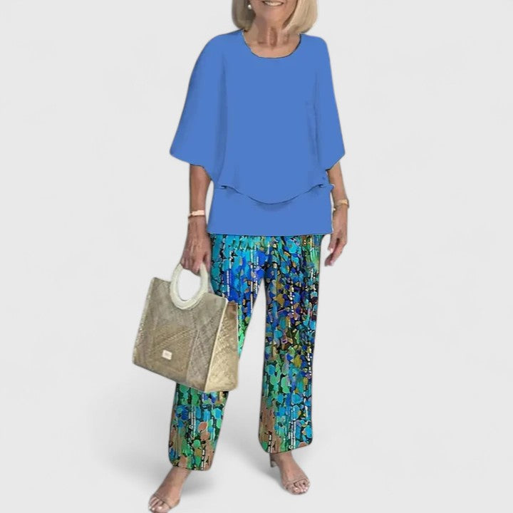 Fern | Women's Wide-Leg Pants & Casual Floral Top Set