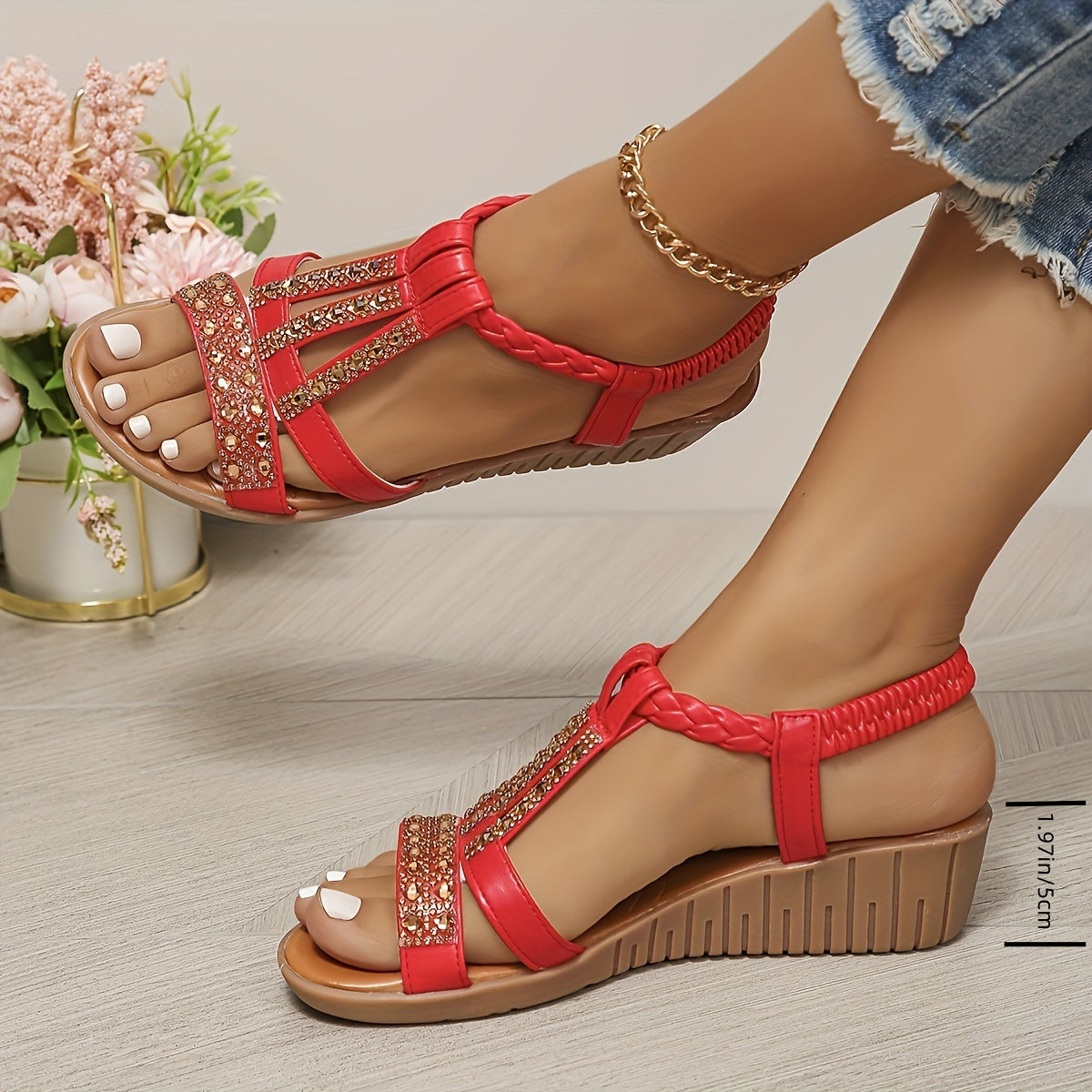 Adelaide | Women's Rhinestone Woven Sandals