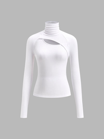 Portia | Women's Turtleneck Cutout Top Long Sleeve Fitted Going Out Top