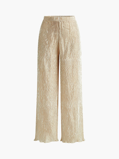 Serena | Women's Wide Leg Pants & Pleated Halter Top Set
