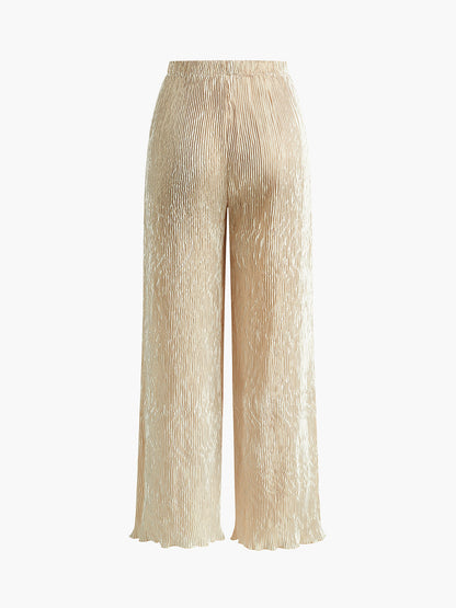 Serena | Women's Wide Leg Pants & Pleated Halter Top Set