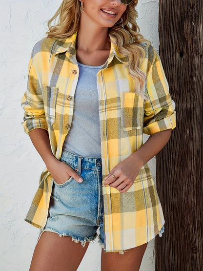 Corinna | Women's Oversized Plaid Flannel Button-Down Shirt