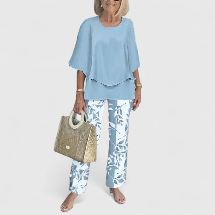 Fern | Women's Wide-Leg Pants & Casual Floral Top Set