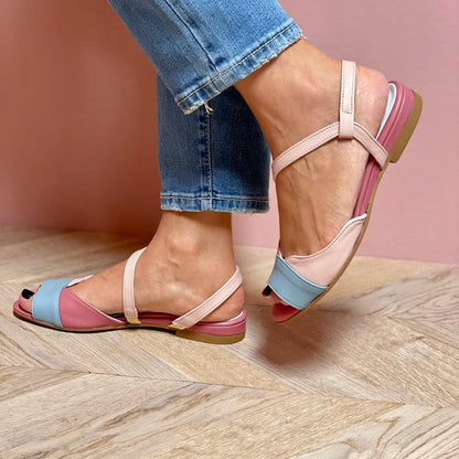 Jasmine | Asymmetrical Pink Colour Block Sandals
