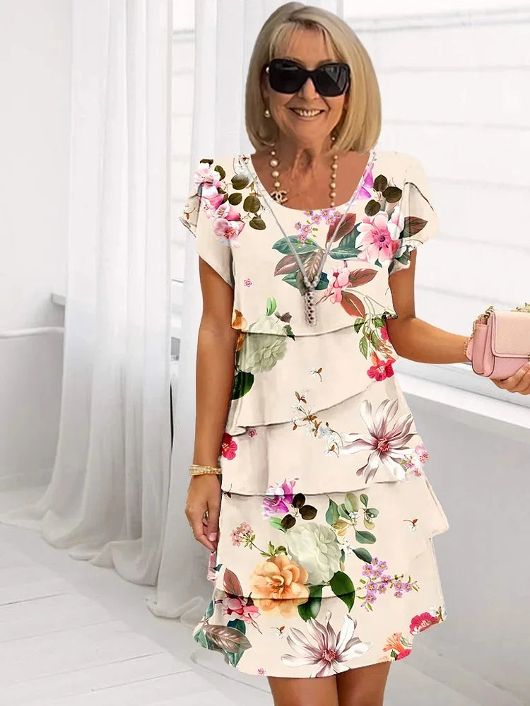Diana | Ruffled Floral Pleated Dress