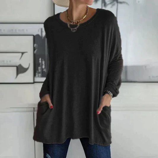 Annelise2™ | Women's Oversized Long Sleeve Tunic Top with Pockets