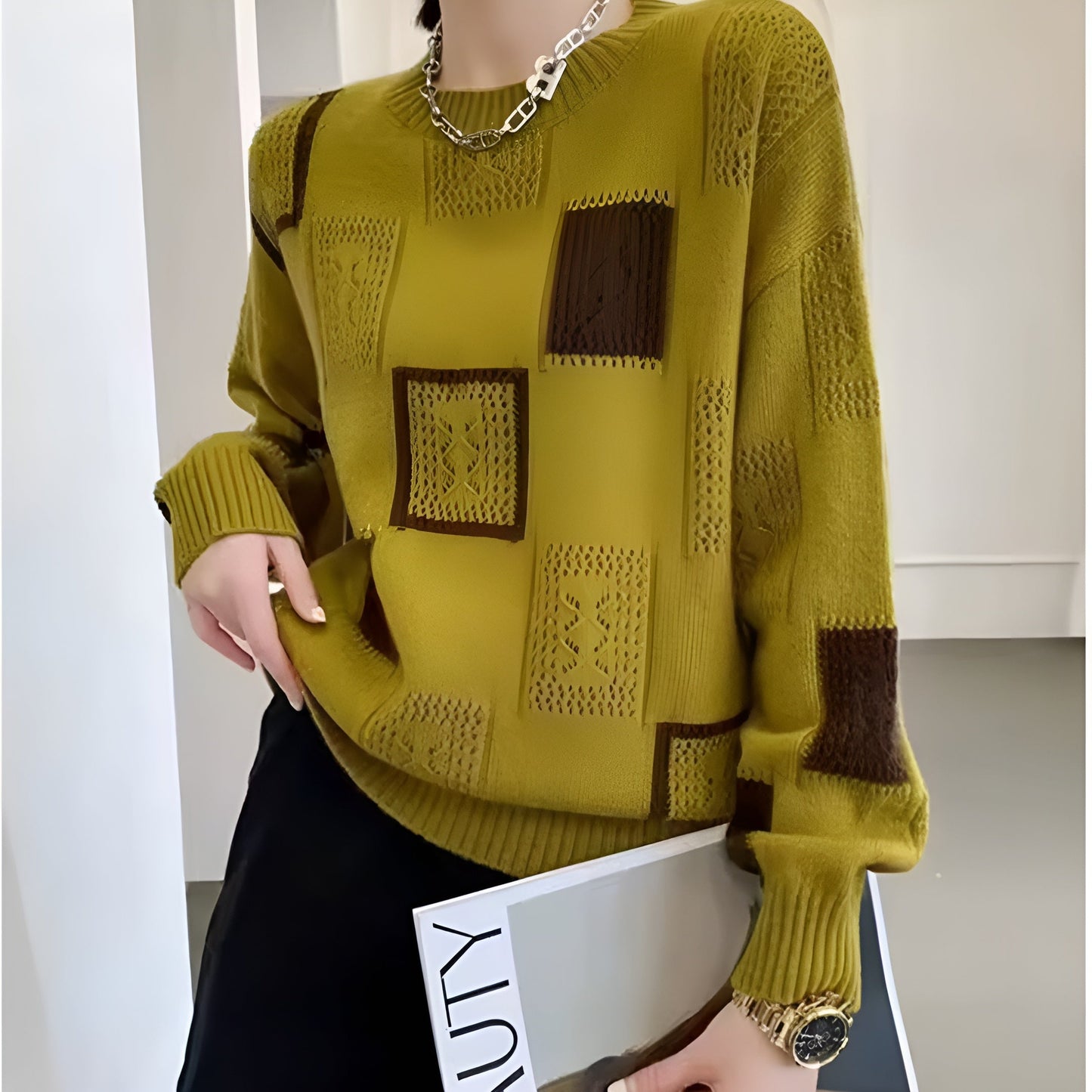 Jennifer | Elegant Squares Sweater