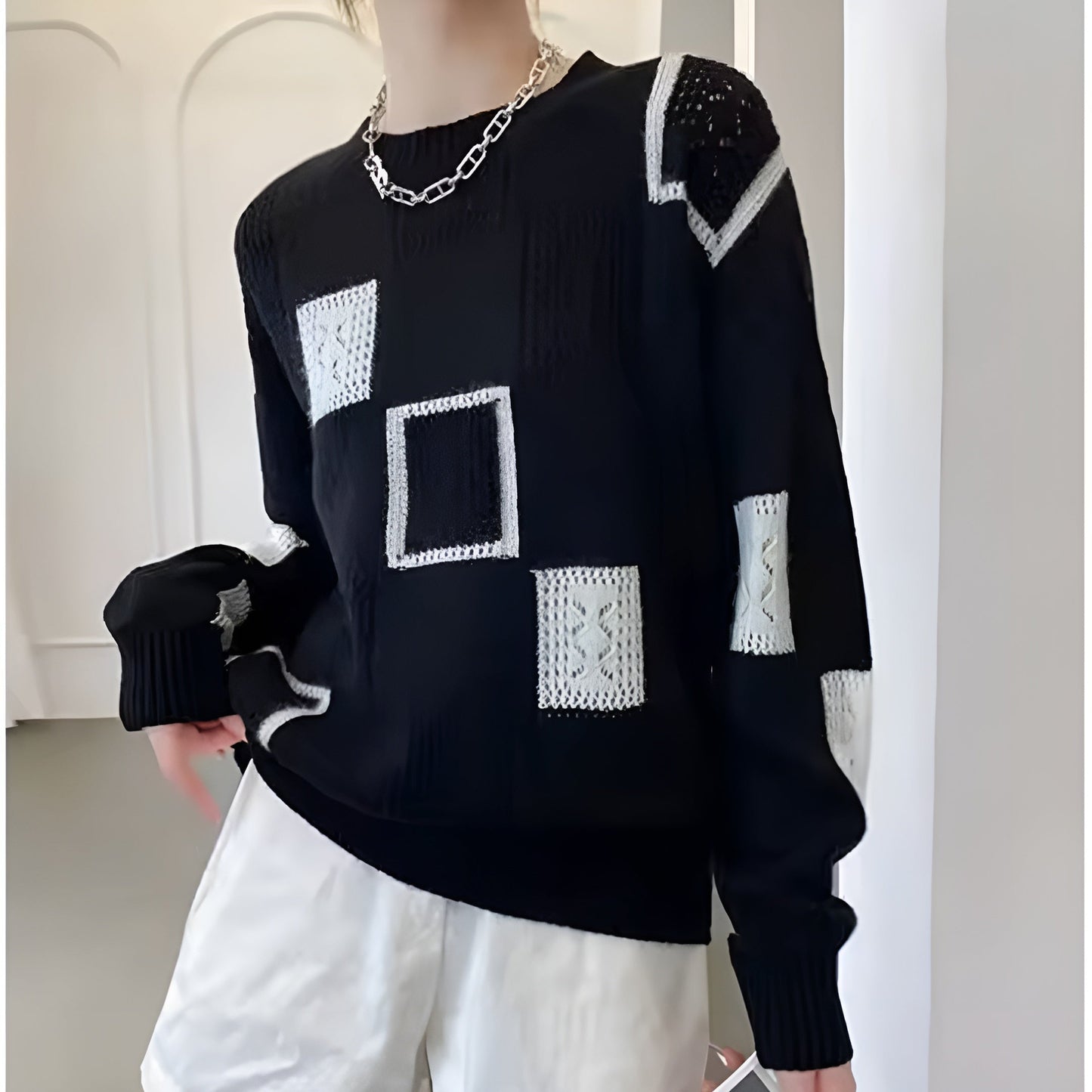 Jennifer | Elegant Squares Sweater