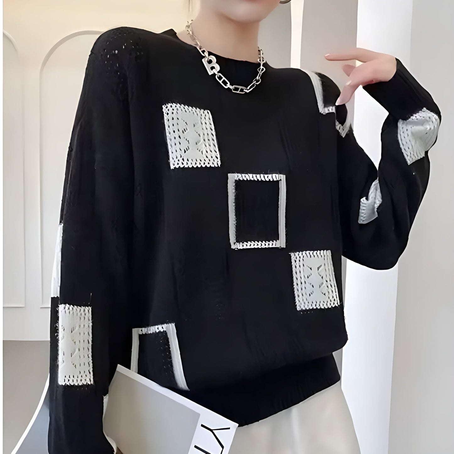 Jennifer | Elegant Squares Sweater