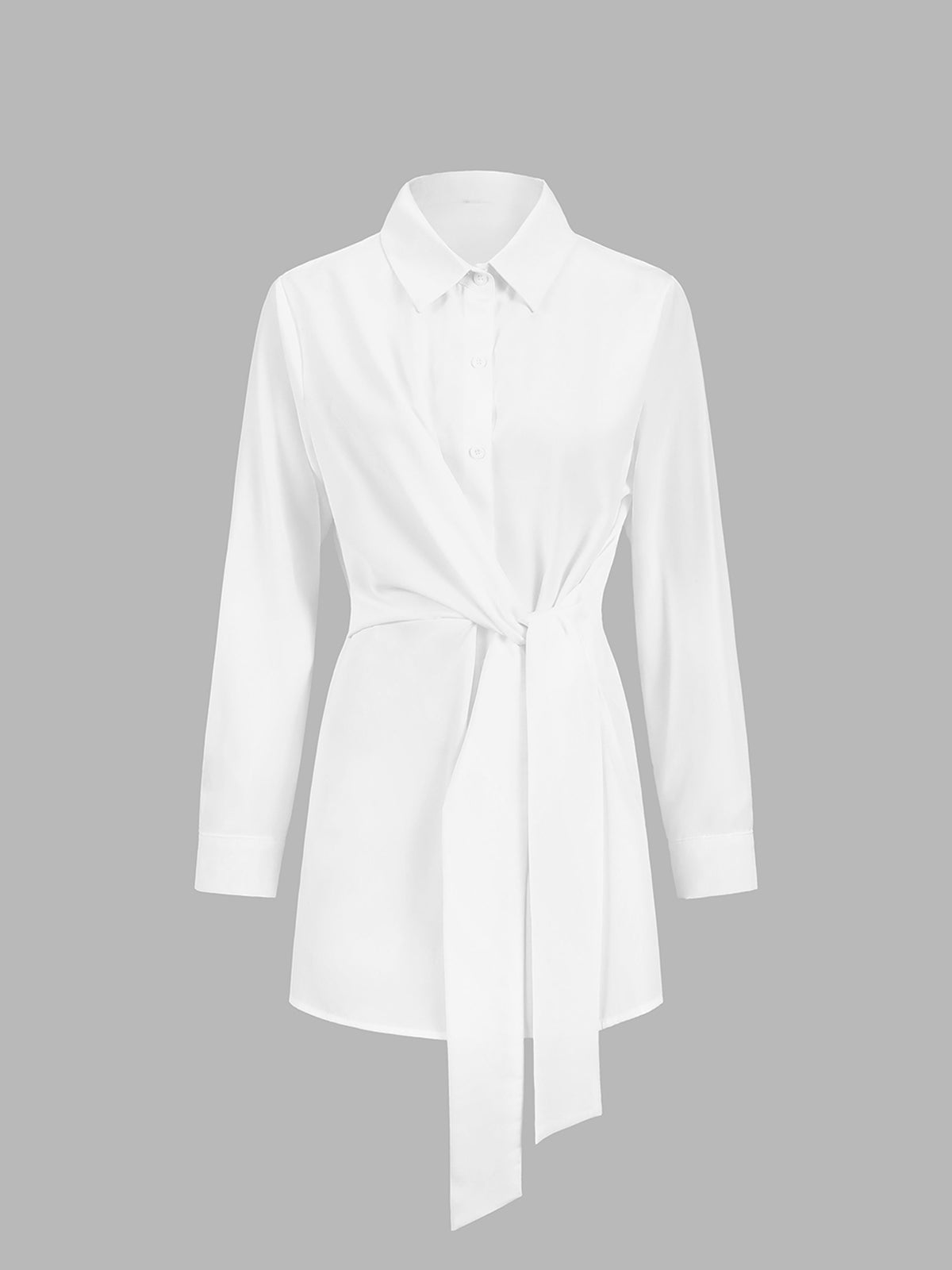 Pearl | Women's Tie Waist Button Down Long Sleeve Shirt Blouse