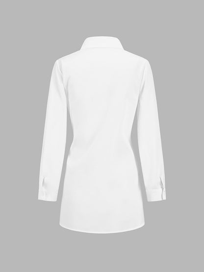 Pearl | Women's Tie Waist Button Down Long Sleeve Shirt Blouse