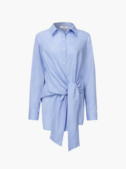 Pearl | Women's Tie Waist Button Down Long Sleeve Shirt Blouse