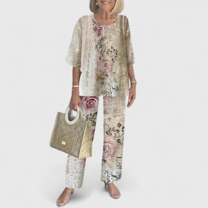 Fern | Women's Wide-Leg Pants & Casual Floral Top Set