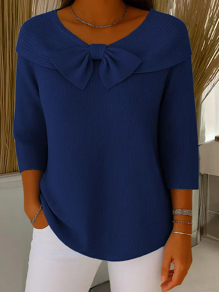 Emily™ | Women's Sweater with Bow and Round Neckline